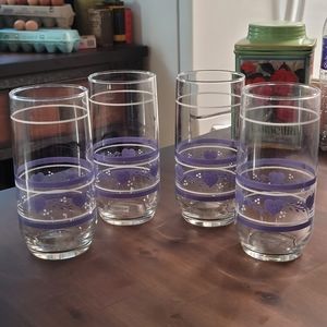 Set of 8 Glasses Libbey Blue Country Heart